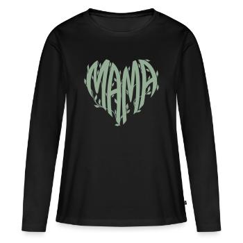 Mom Heart Nature Font - Women's Premium Organic Long Sleeve Shirt - black - Front - Julia (174cm)