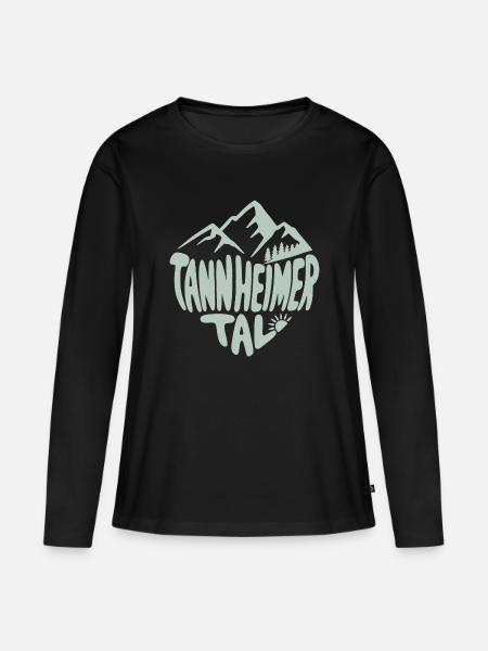 Tannheimer Tal Alpenmotiv - Frauen Premium Bio Langarmshirt - Schwarz