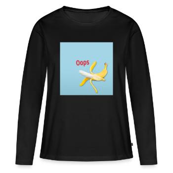 Oops Banane Humor Lustiges Rutsch Motiv - Frauen Premium Bio Langarmshirt - Schwarz - Vorne - Julia (174cm)