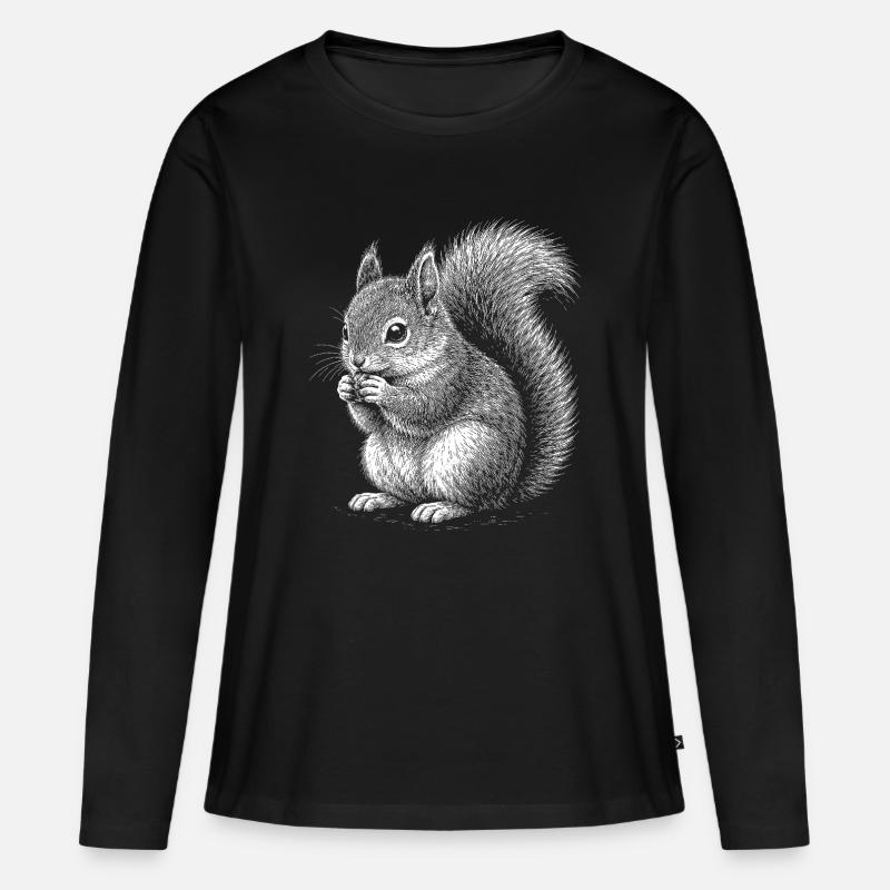 Eichhörnchen - Frauen Premium Bio Langarmshirt - Schwarz