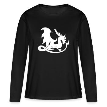 weiße Drachensilhouette im Flammenstil - Frauen Premium Bio Langarmshirt - Schwarz - Vorne - Julia (174cm)