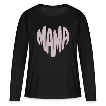 Mom Heart Typography - Women's Premium Organic Long Sleeve Shirt - black - Front - Julia (174cm)