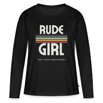 Rude Girl - Esthétique punk - T-shirt manches longues Premium bio Femme - noir - Devant - Julia (174cm)