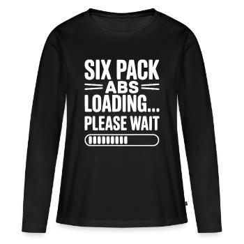 Sixpack Abs lädt... Bitte warten Sie - Frauen Premium Bio Langarmshirt - Schwarz - Vorne - Julia (174cm)