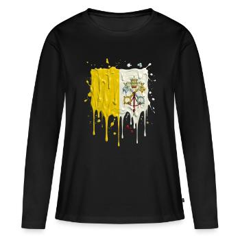 La séparation jaune-blanche du Vatican - T-shirt manches longues Premium bio Femme - noir - Devant - Julia (174cm)