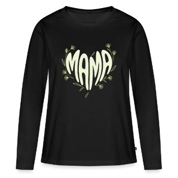 Mama Blossom Heart - Women's Premium Organic Long Sleeve Shirt - black - Front - Julia (174cm)