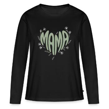 Mom Heart Font with Flowers - Women's Premium Organic Long Sleeve Shirt - black - Front - Julia (174cm)