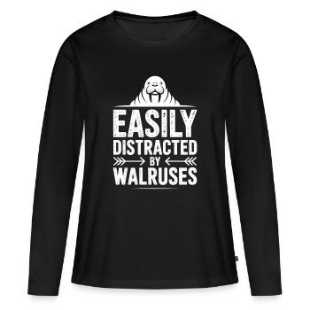 Walross Sprüche Walross Lustiges Walross Geschenk  - Frauen Premium Bio Langarmshirt - Schwarz - Vorne - Julia (174cm)