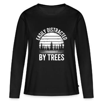 Arbres, Arbres, Arbres, Drôles d’Arbres, Cadeau - T-shirt manches longues Premium bio Femme - noir - Devant - Julia (174cm)
