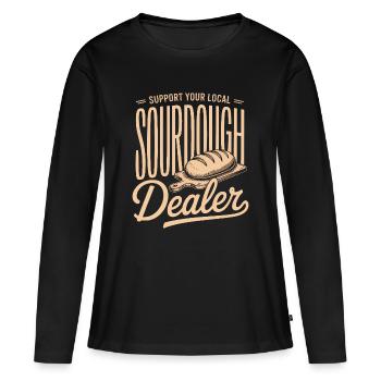 Lokaler Sauerteighändler-Tee - Frauen Premium Bio Langarmshirt - Schwarz - Vorne - Julia (174cm)
