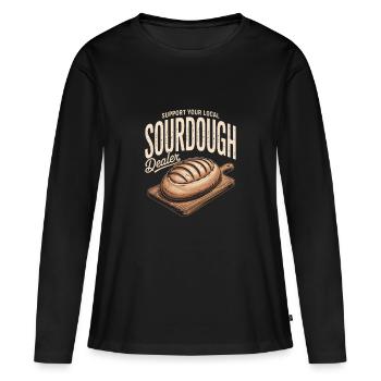 Lokaler Sauerteighändler - Frauen Premium Bio Langarmshirt - Schwarz - Vorne - Julia (174cm)