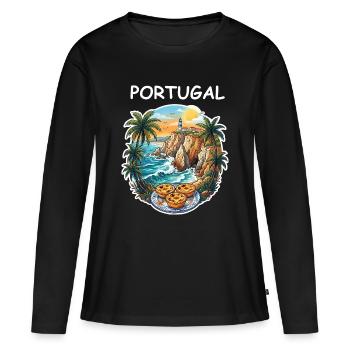 Falaises du Portugal - T-shirt manches longues Premium bio Femme - noir - Devant - Julia (174cm)
