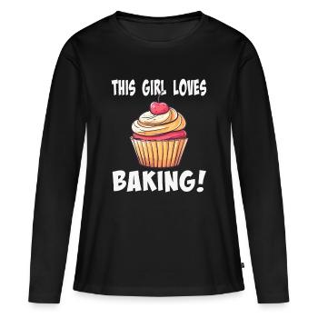 This girl loves baking - Women's Premium Organic Long Sleeve Shirt - black - Front - Julia (174cm)