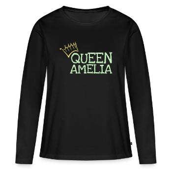 Amelia - Frauen Premium Bio Langarmshirt - Schwarz - Vorne - Julia (174cm)