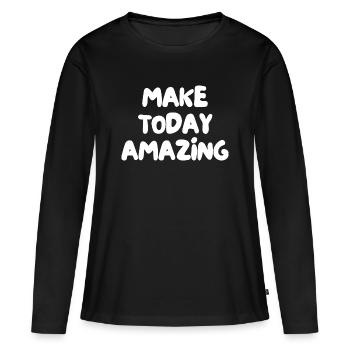 Rendez aujourd’hui incroyable - T-shirt manches longues Premium bio Femme - noir - Devant - Julia (174cm)