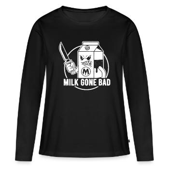 Le lait devient mauvais : une silhouette menaçante en carton - T-shirt manches longues Premium bio Femme - noir - Devant - Julia (174cm)
