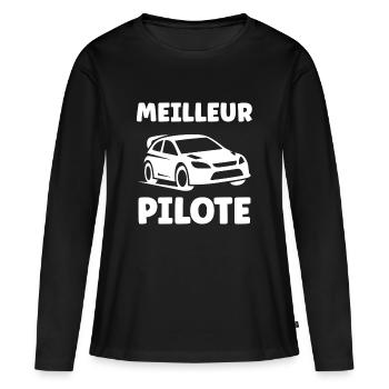 rallye - T-shirt manches longues Premium bio Femme - noir - Devant - Julia (174cm)