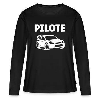 rallye - T-shirt manches longues Premium bio Femme - noir - Devant - Julia (174cm)