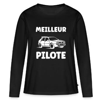 rallye - T-shirt manches longues Premium bio Femme - noir - Devant - Julia (174cm)