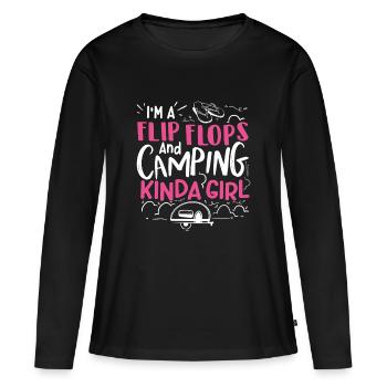 Flip Flops Camping Girl - Women's Premium Organic Long Sleeve Shirt - black - Front - Julia (174cm)