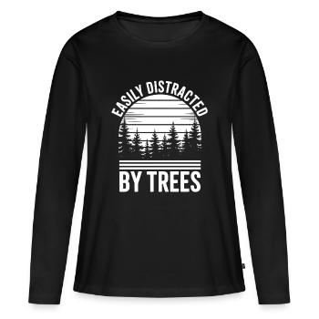 Arbres, Arbres, Arbres, Drôles d’Arbres, Cadeau - T-shirt manches longues Premium bio Femme - noir - Devant - Julia (174cm)