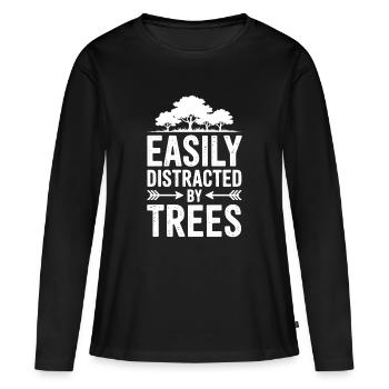 Arbres, Arbres, Arbres, Drôles d’Arbres, Cadeau - T-shirt manches longues Premium bio Femme - noir - Devant - Julia (174cm)