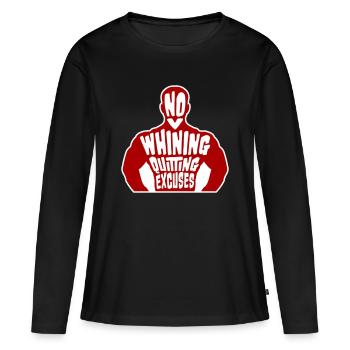 Pas de plaintes, pas d’abandon, pas d’excuses, motivation pour la salle de sport - T-shirt manches longues Premium bio Femme - noir - Devant - Julia (174cm)