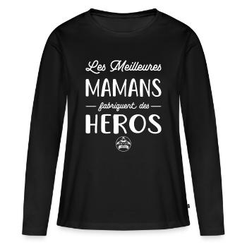 Les meilleures mamans fabriquent des héros - T-shirt manches longues Premium bio Femme - noir - Devant - Julia (174cm)