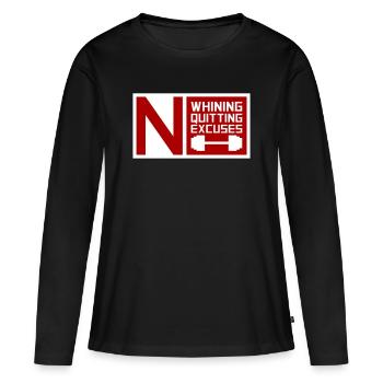 Pas de plaintes, pas d’abandon, pas d’excuses, motivation pour la salle de sport - T-shirt manches longues Premium bio Femme - noir - Devant - Julia (174cm)