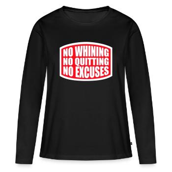 Pas de plaintes, pas d’abandon, pas d’excuses, motivation pour la salle de sport - T-shirt manches longues Premium bio Femme - noir - Devant - Julia (174cm)