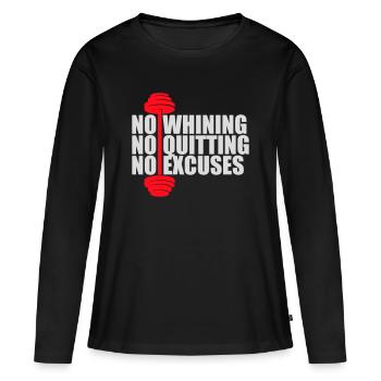 Pas de plaintes, pas d’abandon, pas d’excuses, motivation pour la salle de sport - T-shirt manches longues Premium bio Femme - noir - Devant - Julia (174cm)