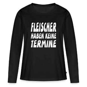 Fleischer - Frauen Premium Bio Langarmshirt - Schwarz - Vorne - Julia (174cm)