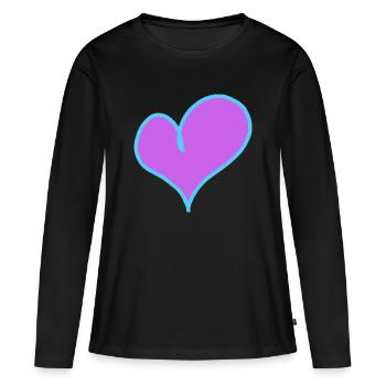 Cœur Valentin Chère petite amie - T-shirt manches longues Premium bio Femme - noir - Devant - Julia (174cm)