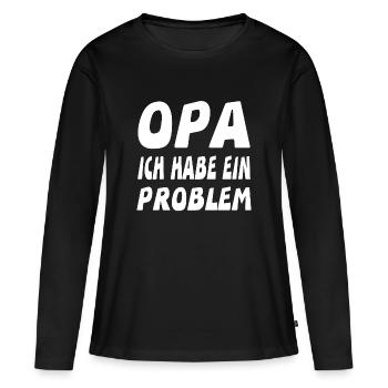 Opa - Frauen Premium Bio Langarmshirt - Schwarz - Vorne - Julia (174cm)