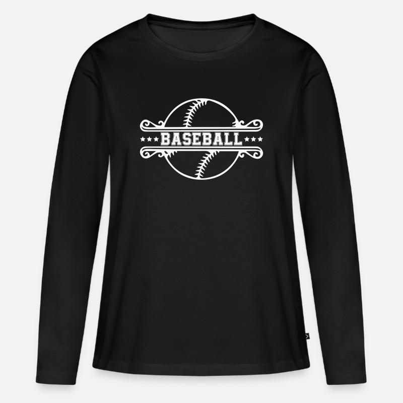 Emblema della cornice dell'ornamento da baseball - Maglia a maniche lunghe ecologica premium da donna - nero