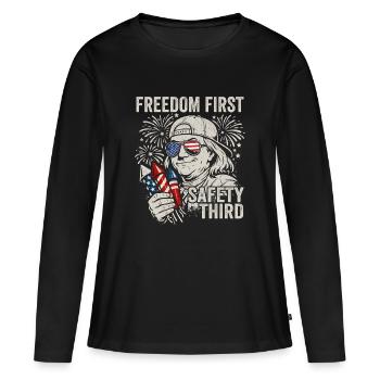 Freedom first, safety in third place, Fra - Women's Premium Organic Long Sleeve Shirt - black - Front - Julia (174cm)