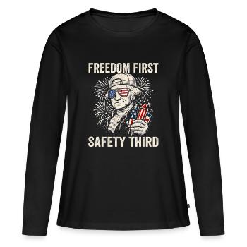 Freedom first, safety in third place, What - Women's Premium Organic Long Sleeve Shirt - black - Front - Julia (174cm)