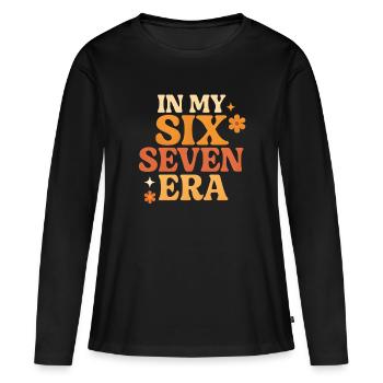 Dans mon mème d’humour italien de la pourriture cervementale de l’ère 67 des Six Sept - T-shirt manches longues Premium bio Femme - noir - Devant - Julia (174cm)