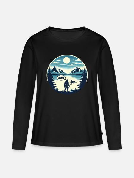Bigfoot & Nessie - Frauen Premium Bio Langarmshirt - Schwarz