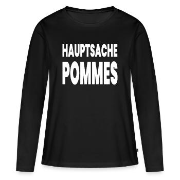 Pommes - Frauen Premium Bio Langarmshirt - Schwarz - Vorne - Julia (174cm)