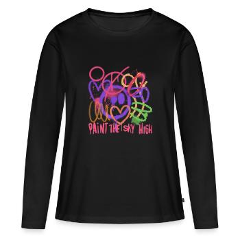 Graffiti Sky - T-shirt manches longues Premium bio Femme - noir - Devant - Julia (174cm)