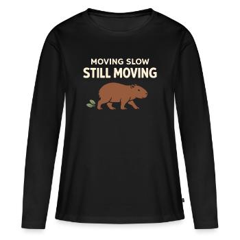 Un joli capybara anti-stress, sans stress, - T-shirt manches longues Premium bio Femme - noir - Devant - Julia (174cm)