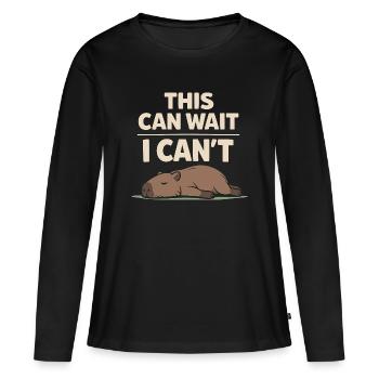 Un joli capybara anti-stress, sans stress, - T-shirt manches longues Premium bio Femme - noir - Devant - Julia (174cm)