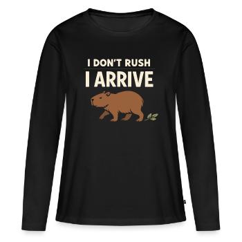 Un joli capybara anti-stress, sans stress, - T-shirt manches longues Premium bio Femme - noir - Devant - Julia (174cm)