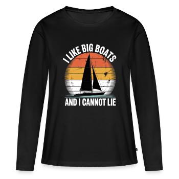 Régate Voile Chemise Voilier, Équipage de Yacht - T-shirt manches longues Premium bio Femme - noir - Devant - Julia (174cm)