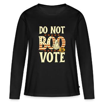 Humour électoral d’Halloween Ne Pas Huer - T-shirt manches longues Premium bio Femme - noir - Devant - Julia (174cm)