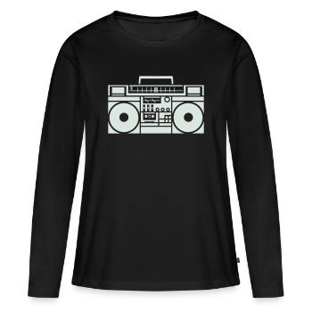 Ghetto Blaster Boombox Silhouette - T-shirt manches longues Premium bio Femme - noir - Devant - Julia (174cm)