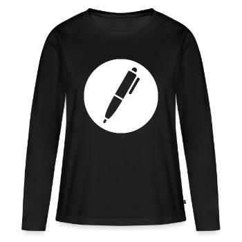Stift, Kugelschreiber - Frauen Premium Bio Langarmshirt - Schwarz - Vorne - Julia (174cm)