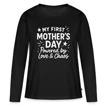 First Mother's Day Humor Mom Gift Idea Family - Women's Premium Organic Long Sleeve Shirt - black - Front - Julia (174cm)