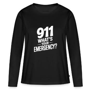 Was ist Ihr Notfall? - Frauen Premium Bio Langarmshirt - Schwarz - Vorne - Julia (174cm)